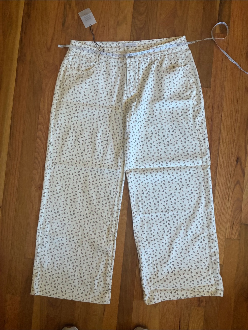 Wide leg, baggy floral jeans